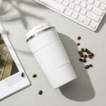 White Stainless Steel Coffee Cup – Simple & Portable