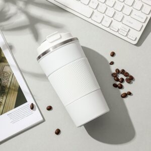 White Stainless Steel Coffee Cup – Simple & Portable