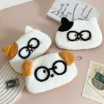 Cute Animal Glasses Pencil Case – Kitten & Puppy, Large Capacity