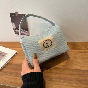 Cute Corduroy Multi-Purpose Bag – Stationery & Makeup Pouch